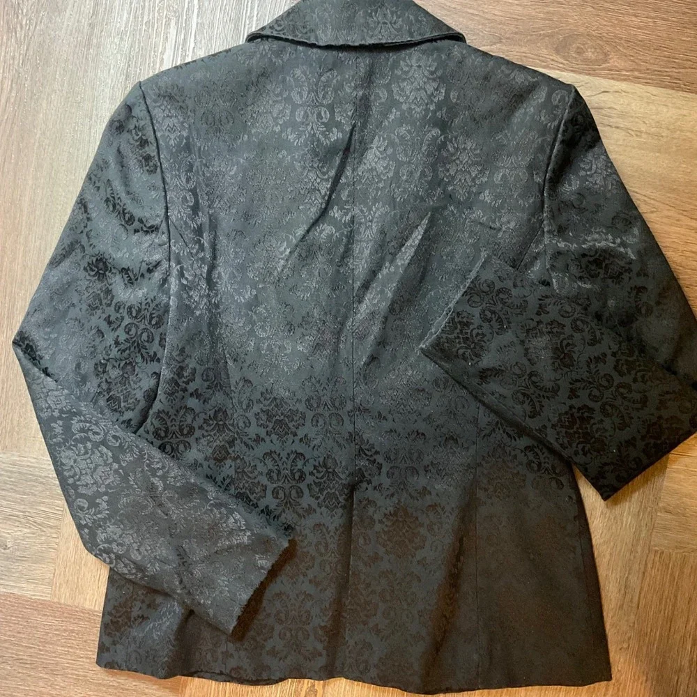 Dana Buchman‎ Damask Jacquard Blazer Jacket Womens 6 Black Elegant Brocade Paris